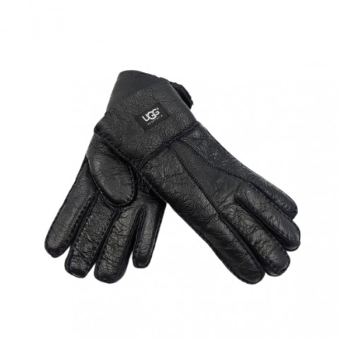 Мужские Перчатки Прямые Ugg Черные Кожаные (01)