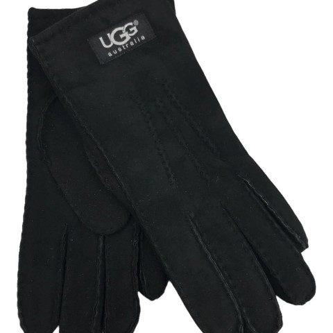 Женские Прямые Перчатки Ugg Черные Замшевые (7)