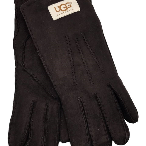 Женские Прямые Перчатки Ugg Шоколадные Замшевые (9)