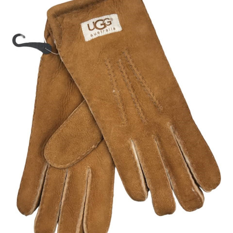 Женские Прямые Перчатки Ugg Рыжие Замшевые (10)