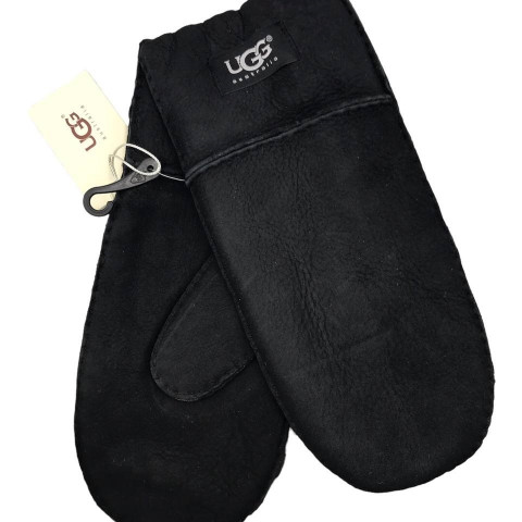 Женские Прямые Варежки Ugg Черные Замшевые (15)