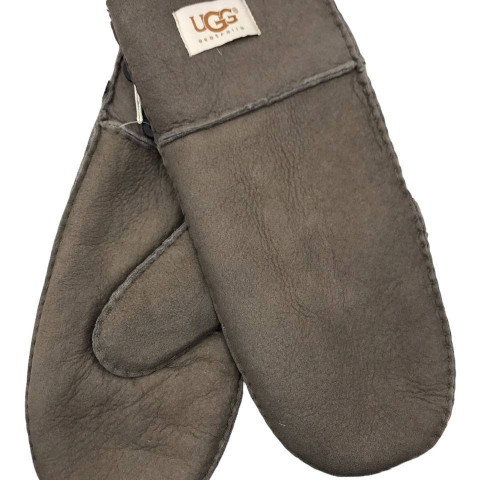 Женские Прямые Варежки Ugg Серые Замшевые (16)