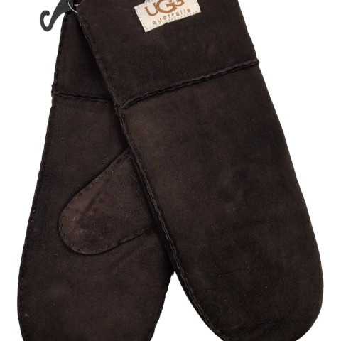 Женские Прямые Варежки Ugg Шоколадные Замшевые (17)